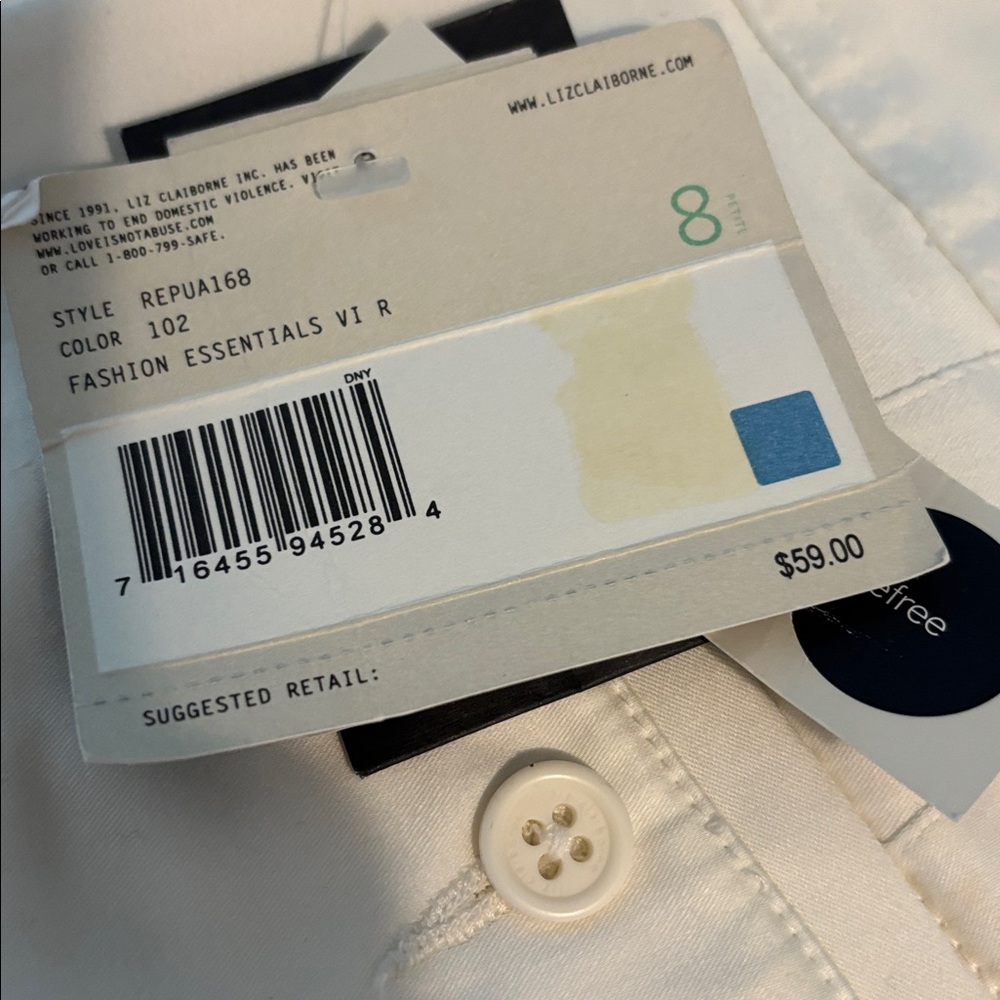 NWT Liz Claiborne white pants - Picture 5 of 5